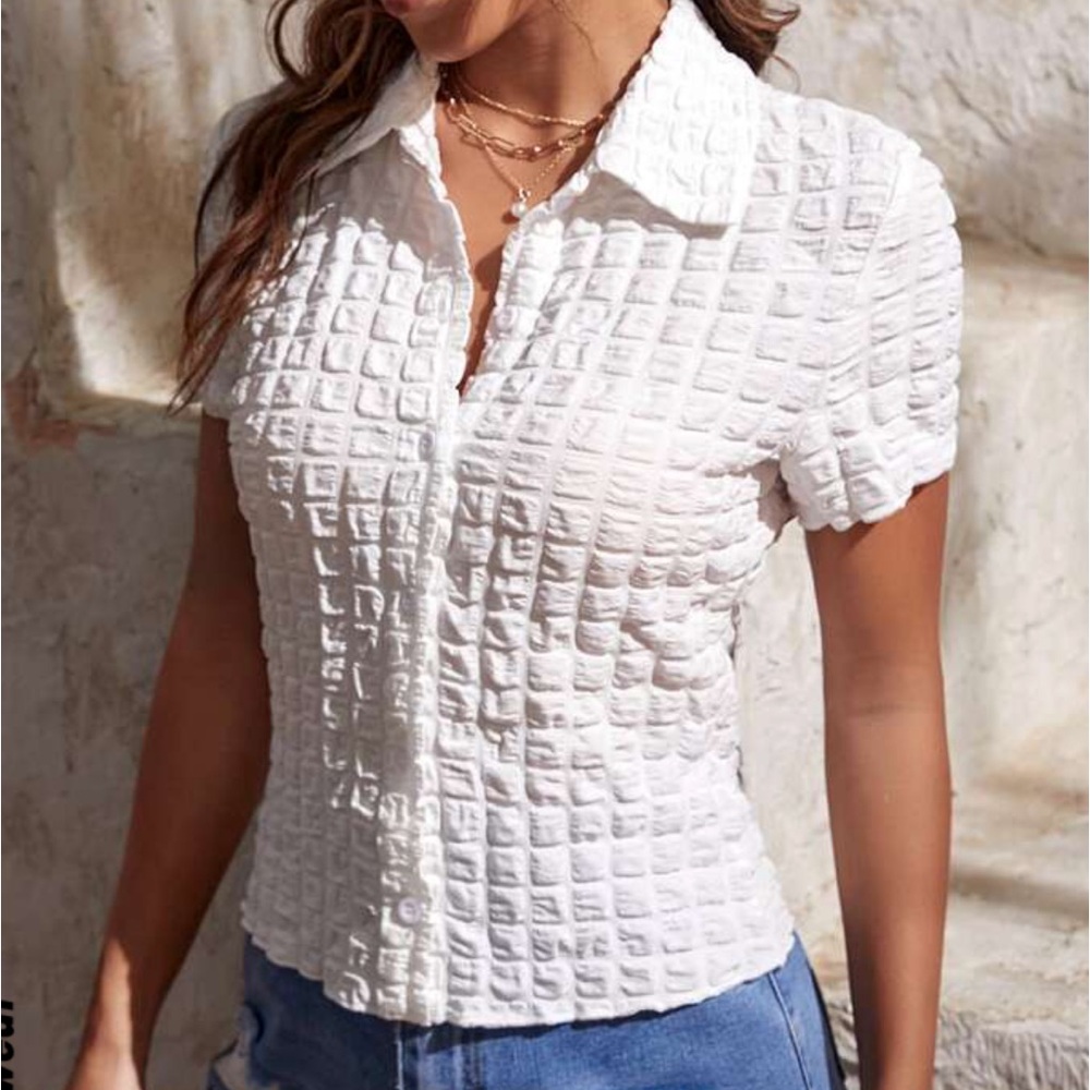 NWOT White Textured Shirt